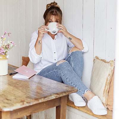 Stacey drinking cacao